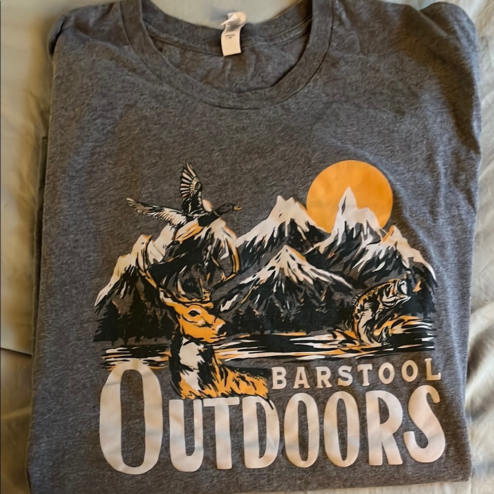 Gray Barstool Outdoors Graphic T-Shirt